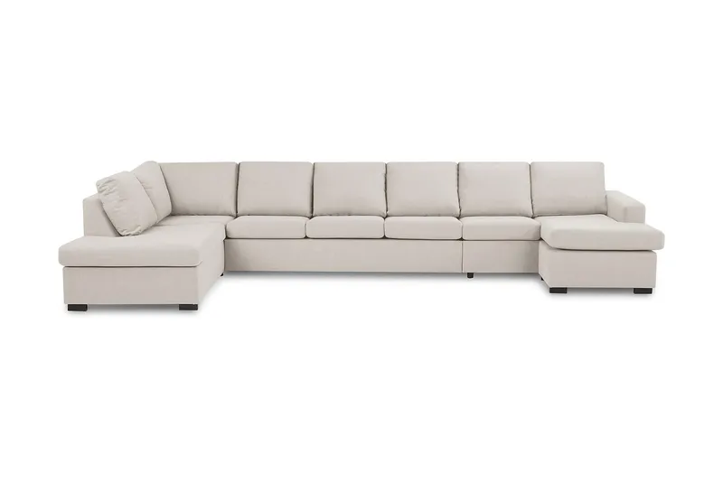 Crazy 6-seters Venstrevendt U-formet XX-Large Sofa med Divan og Sjeselong i Stoff, Beige