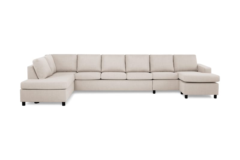 Crazy 6-seters Venstrevendt U-formet XX-Large Sofa med Divan og Sjeselong i Stoff - Beige - Møbler - Sofaer - U-sofa