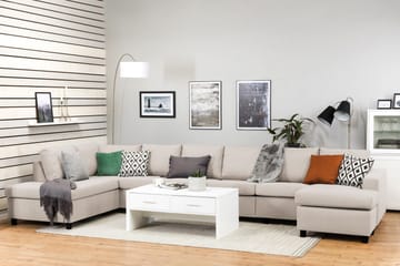 Crazy 6-seters Venstrevendt U-formet XX-Large Sofa med Divan og Sjeselong i Stoff - Beige - Møbler - Sofaer - U-sofa