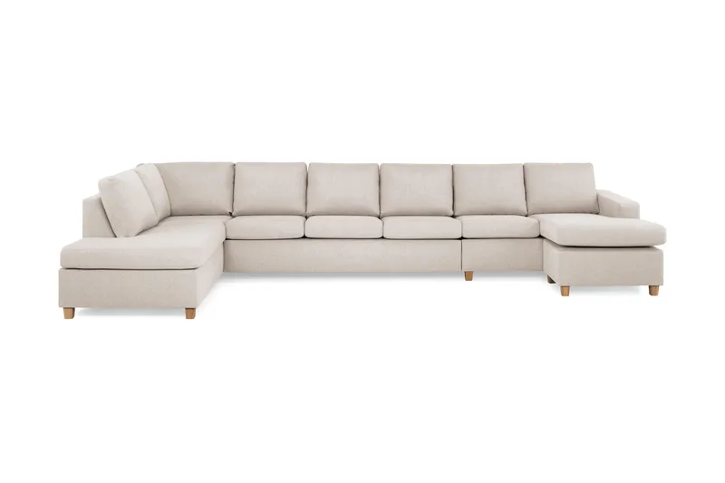 Crazy 6-seters Venstrevendt U-formet XX-Large Sofa med Divan og Sjeselong i Stoff, Beige