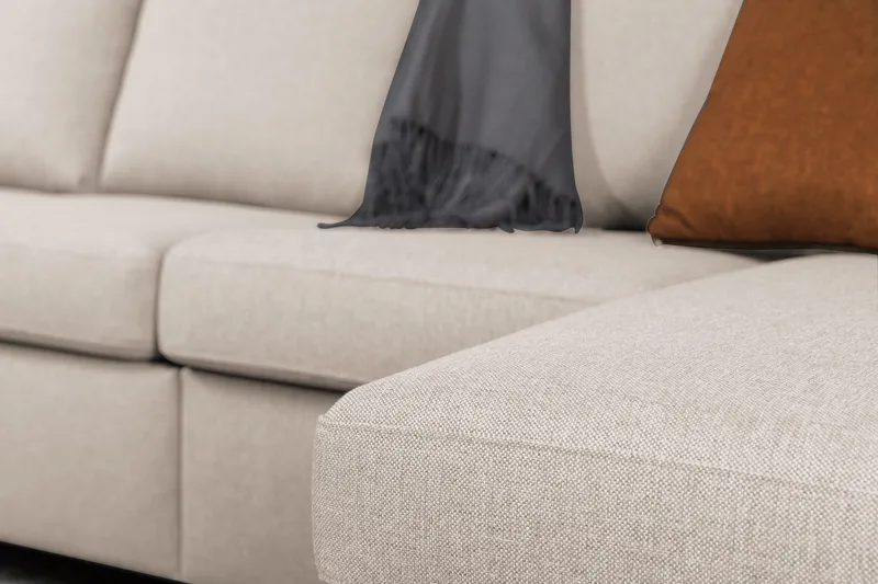 Crazy 6-seters Venstrevendt U-formet XX-Large Sofa med Divan og Sjeselong i Stoff - Beige - Møbler - Sofaer - U-sofa