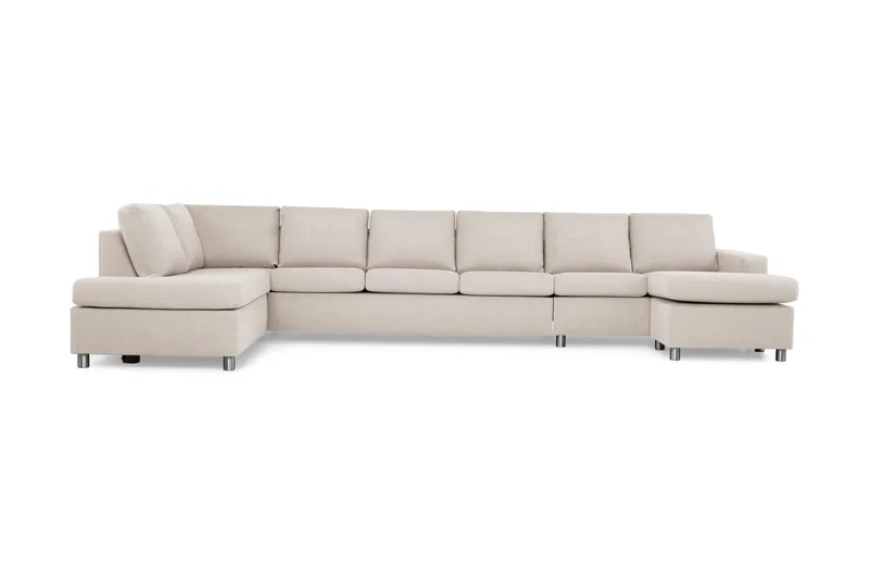Crazy 6-seters Venstrevendt U-formet XX-Large Sofa med Divan og Sjeselong i Stoff, Beige