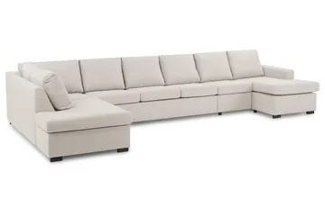 Crazy 6-seters Venstrevendt U-formet XX-Large Sofa med Divan og Sjeselong i Stoff - Beige - Møbler - Sofaer - U-sofa