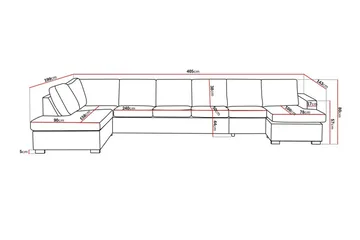 Crazy 6-seters Venstrevendt U-formet XX-Large Sofa med Divan og Sjeselong i Stoff - Grå - Møbler - Sofaer - U-sofa