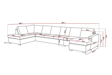 Crazy 6-seters Venstrevendt U-formet XX-Large Sofa med Divan og Sjeselong i Stoff - Grå - Møbler - Sofaer - U-sofa