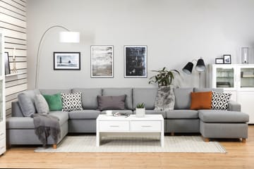 Crazy 6-seters Venstrevendt U-formet XX-Large Sofa med Divan og Sjeselong i Stoff - Grå - Møbler - Sofaer - U-sofa