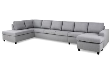 Crazy 6-seters Venstrevendt U-formet XX-Large Sofa med Divan og Sjeselong i Stoff - Grå - Møbler - Sofaer - U-sofa