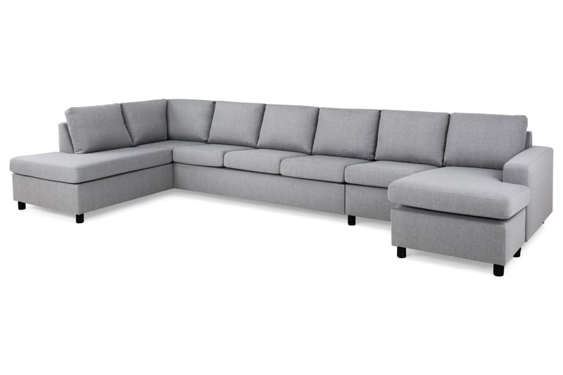 Crazy 6-seters Venstrevendt U-formet XX-Large Sofa med Divan og Sjeselong i Stoff - Grå - Møbler - Sofaer - U-sofa