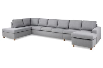 Crazy 6-seters Venstrevendt U-formet XX-Large Sofa med Divan og Sjeselong i Stoff - Grå - Møbler - Sofaer - U-sofa