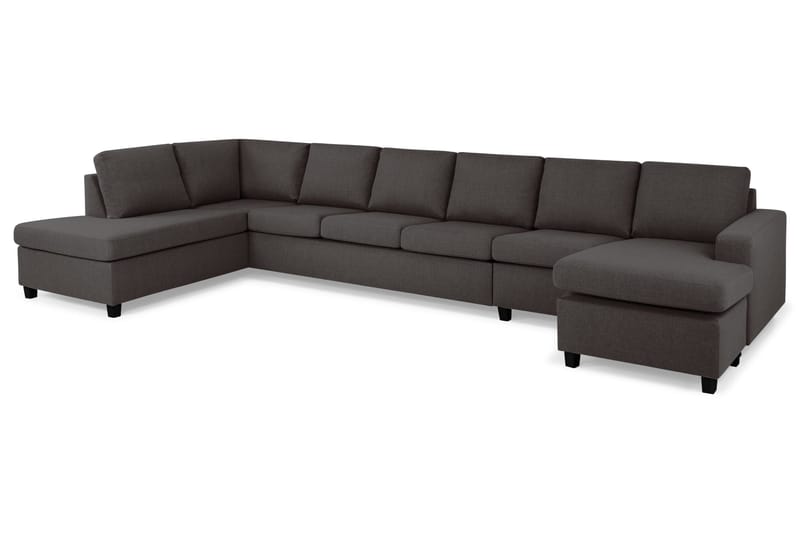 Crazy 6-seters Venstrevendt U-formet XX-Large Sofa med Divan og Sjeselong i Stoff - Mørk grå - Møbler - Sofaer - U-sofa