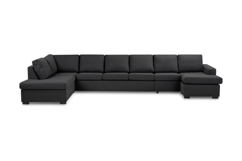 Crazy 6-seters Venstrevendt U-formet XX-Large Sofa med Divan og Sjeselong i Stoff, Mørk grå
