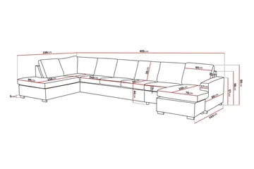 Crazy 6-seters Venstrevendt U-formet XX-Large Sofa med Divan og Sjeselong i Stoff - Mørk grå - Møbler - Sofaer - U-sofa