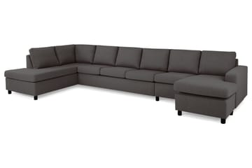 Crazy 6-seters Venstrevendt U-formet XX-Large Sofa med Divan og Sjeselong i Stoff - Mørk grå - Møbler - Sofaer - U-sofa