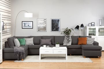 Crazy 6-seters Venstrevendt U-formet XX-Large Sofa med Divan og Sjeselong i Stoff - Mørk grå - Møbler - Sofaer - U-sofa