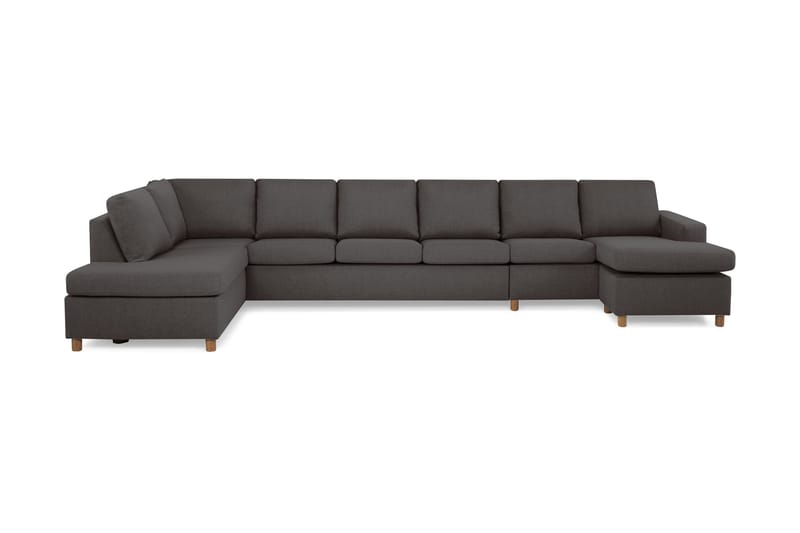 Crazy 6-seters Venstrevendt U-formet XX-Large Sofa med Divan og Sjeselong i Stoff, Mørk grå