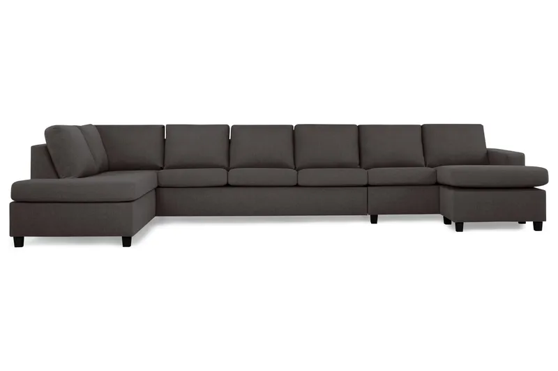 Crazy 6-seters Venstrevendt U-formet XX-Large Sofa med Divan og Sjeselong i Stoff - Mørk grå - Møbler - Sofaer - U-sofa