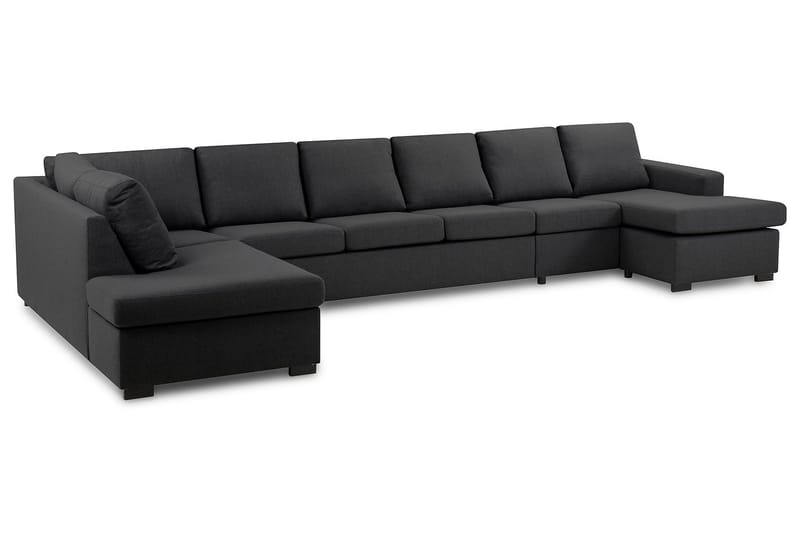 Crazy 6-seters Venstrevendt U-formet XX-Large Sofa med Divan og Sjeselong i Stoff - Mørk grå - Møbler - Sofaer - U-sofa