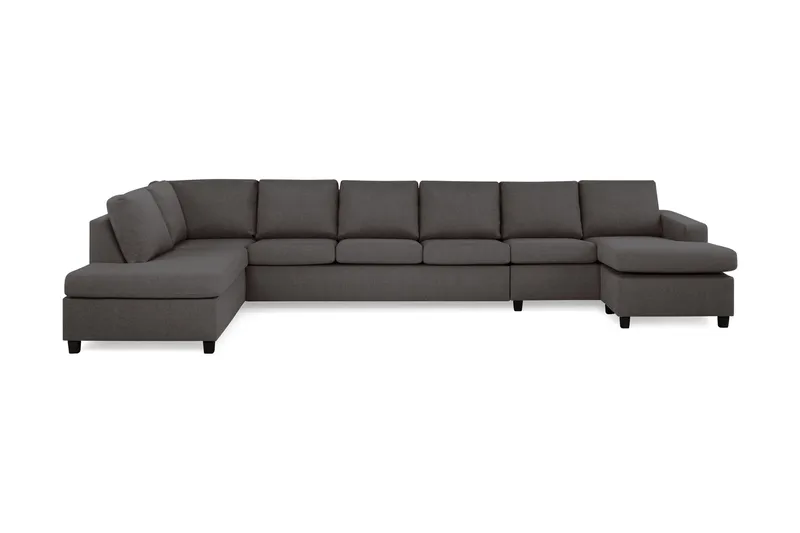 Crazy 6-seters Venstrevendt U-formet XX-Large Sofa med Divan og Sjeselong i Stoff - Mørk grå - Møbler - Sofaer - U-sofa