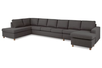 Crazy 6-seters Venstrevendt U-formet XX-Large Sofa med Divan og Sjeselong i Stoff - Mørk grå - Møbler - Sofaer - U-sofa