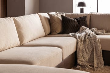 Cuba 5-seters Høyrevendt U-formet Sofa med Divan og Sjeselong i Kunstlær/Stoff - Brun / Beige - Møbler - Sofaer - U-sofa
