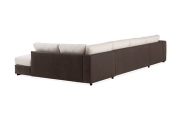 Cuba 5-seters Høyrevendt U-formet Sofa med Divan og Sjeselong i Kunstlær/Stoff - Brun / Beige - Møbler - Sofaer - U-sofa