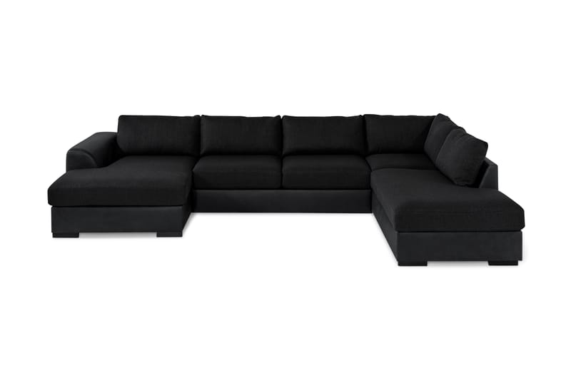 Cuba 5-seters Høyrevendt U-formet Sofa med Divan og Sjeselong i Kunstlær/Stoff - Grå / Svart - Møbler - Sofaer - U-sofa