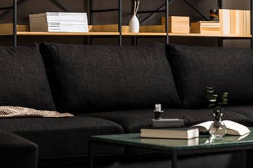 Cuba 5-seters Høyrevendt U-formet Sofa med Divan og Sjeselong i Kunstlær/Stoff - Grå / Svart - Møbler - Sofaer - U-sofa