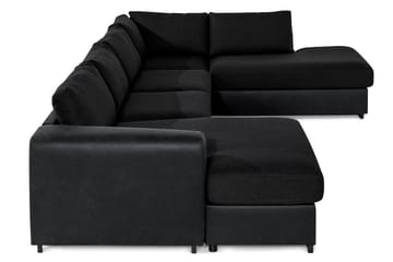 Cuba 5-seters Høyrevendt U-formet Sofa med Divan og Sjeselong i Kunstlær/Stoff - Grå / Svart - Møbler - Sofaer - U-sofa