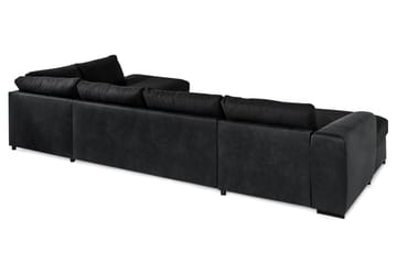Cuba 5-seters Høyrevendt U-formet Sofa med Divan og Sjeselong i Kunstlær/Stoff - Grå / Svart - Møbler - Sofaer - U-sofa