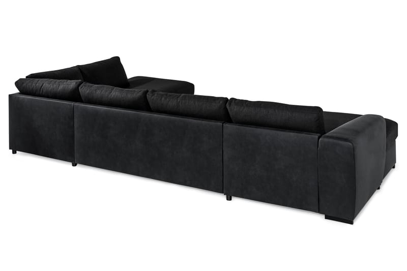 Cuba 5-seters Høyrevendt U-formet Sofa med Divan og Sjeselong i Kunstlær/Stoff - Grå / Svart - Møbler - Sofaer - U-sofa