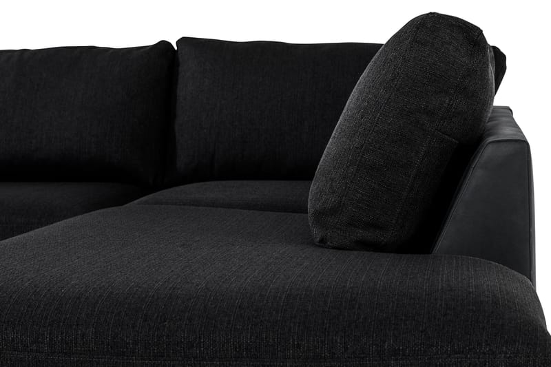Cuba 5-seters Høyrevendt U-formet Sofa med Divan og Sjeselong i Kunstlær/Stoff - Grå / Svart - Møbler - Sofaer - U-sofa