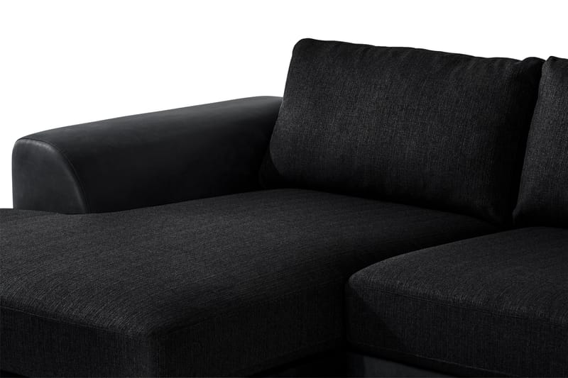 Cuba 5-seters Høyrevendt U-formet Sofa med Divan og Sjeselong i Kunstlær/Stoff - Grå / Svart - Møbler - Sofaer - U-sofa