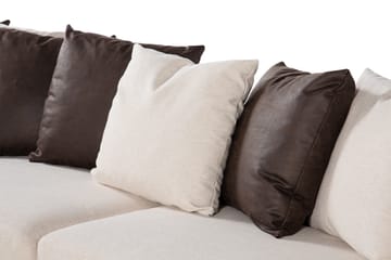 Cuba 5-seters Høyrevendt U-formet Sofa med Divan og Sjeselong i Kunstlær/Stoff inkl. Pynteputer - Brun / Beige - Møbler - Sofaer - U-sofa