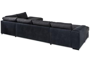 Cuba 5-seters Høyrevendt U-formet Sofa med Divan og Sjeselong i Kunstlær/Stoff - Svart / Grå - Møbler - Sofaer - U-sofa