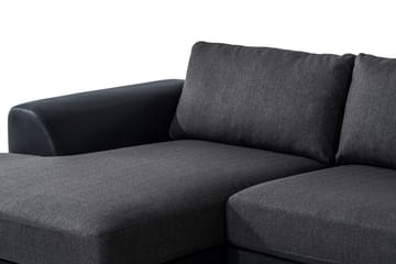 Cuba 5-seters Høyrevendt U-formet Sofa med Divan og Sjeselong i Kunstlær/Stoff - Svart / Grå - Møbler - Sofaer - U-sofa