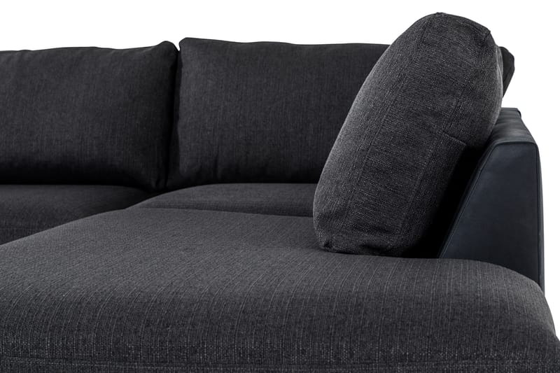 Cuba 5-seters Høyrevendt U-formet Sofa med Divan og Sjeselong i Kunstlær/Stoff - Svart / Grå - Møbler - Sofaer - U-sofa