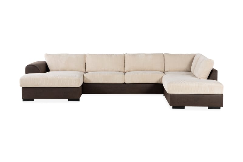 Cuba 5-seters Høyrevendt U-formet Sofa med Divan og Sjeselong i Manchester/Kunstlær - Brun / Beige - Møbler - Sofaer - U-sofa