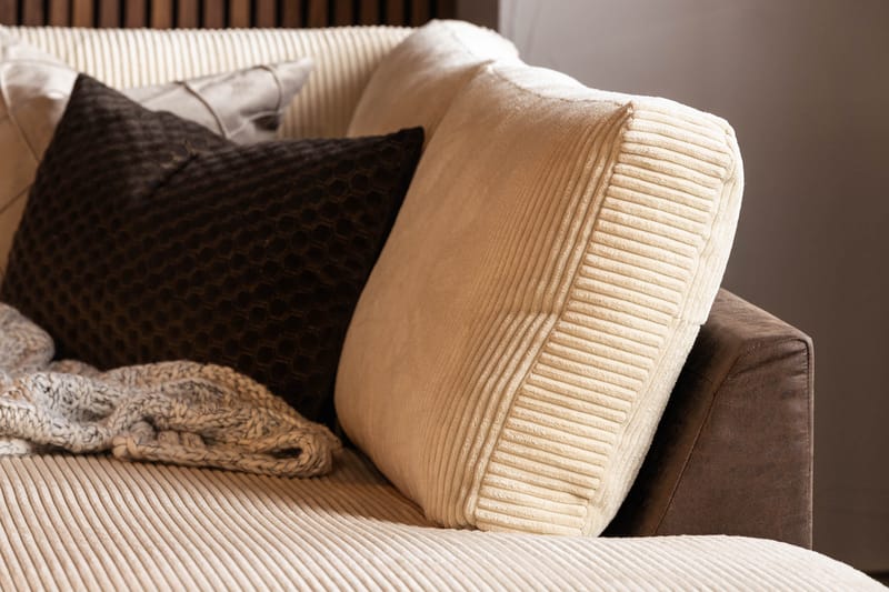 Cuba 5-seters Høyrevendt U-formet Sofa med Divan og Sjeselong i Manchester/Kunstlær - Brun / Beige - Møbler - Sofaer - U-sofa