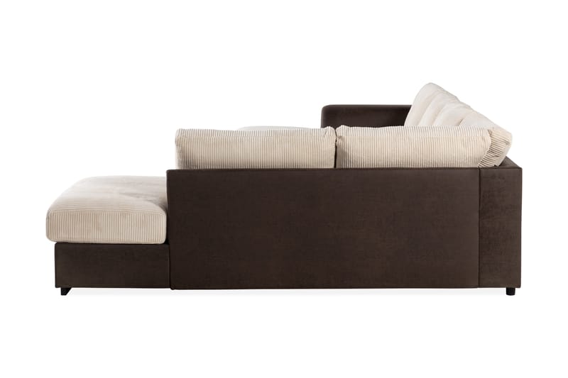 Cuba 5-seters Høyrevendt U-formet Sofa med Divan og Sjeselong i Manchester/Kunstlær - Brun / Beige - Møbler - Sofaer - U-sofa
