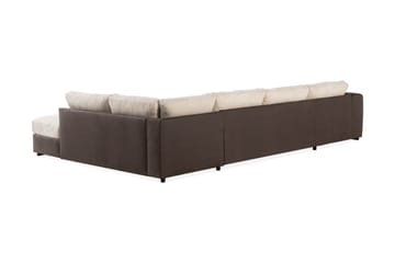 Cuba 5-seters Høyrevendt U-formet Sofa med Divan og Sjeselong i Manchester/Kunstlær - Brun / Beige - Møbler - Sofaer - U-sofa