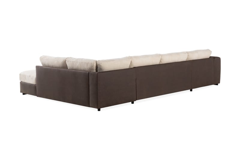 Cuba 5-seters Høyrevendt U-formet Sofa med Divan og Sjeselong i Manchester/Kunstlær - Brun / Beige - Møbler - Sofaer - U-sofa