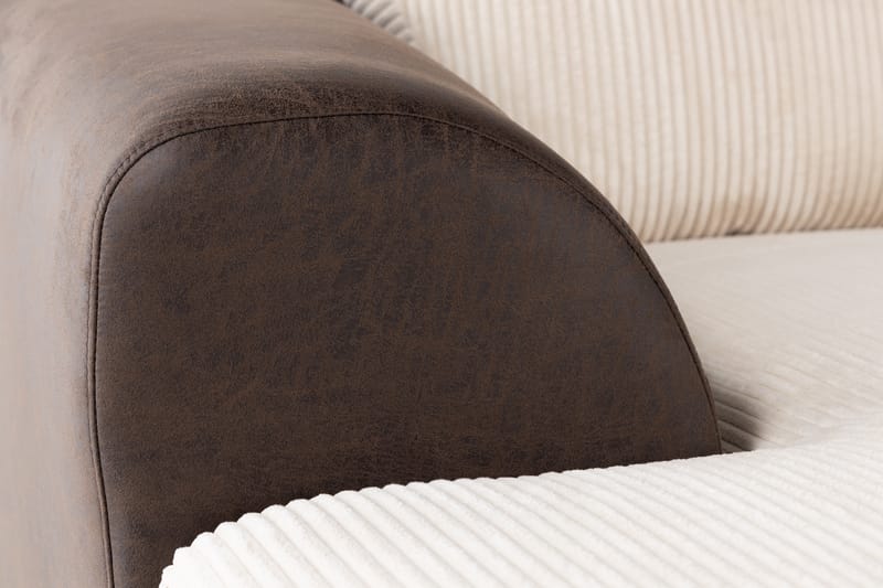 Cuba 5-seters Høyrevendt U-formet Sofa med Divan og Sjeselong i Manchester/Kunstlær - Brun / Beige - Møbler - Sofaer - U-sofa