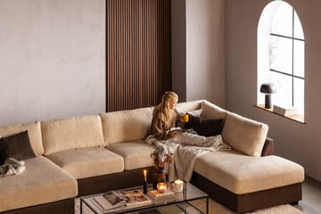 Cuba 5-seters Høyrevendt U-formet Sofa med Divan og Sjeselong i Manchester/Kunstlær - Brun / Beige - Møbler - Sofaer - U-sofa