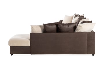 Cuba 5-seters Høyrevendt U-formet Sofa med Divan og Sjeselong i Manchester/Kunstlær inkl. Pynteputer - Brun / Beige - Møbler - Sofaer - U-sofa