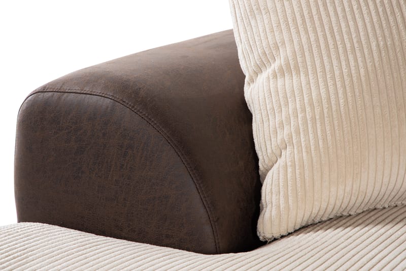Cuba 5-seters Høyrevendt U-formet Sofa med Divan og Sjeselong i Manchester/Kunstlær inkl. Pynteputer - Brun / Beige - Møbler - Sofaer - U-sofa