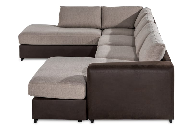 Cuba 5-seters Venstrevendt U-formet Large Sofa med Divan og Sjeselong i Kunstlær/Stoff - Brun / Beige - Møbler - Sofaer - U-sofa