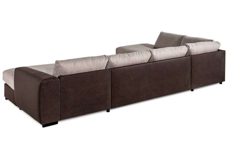 Cuba 5-seters Venstrevendt U-formet Large Sofa med Divan og Sjeselong i Kunstlær/Stoff - Brun / Beige - Møbler - Sofaer - U-sofa