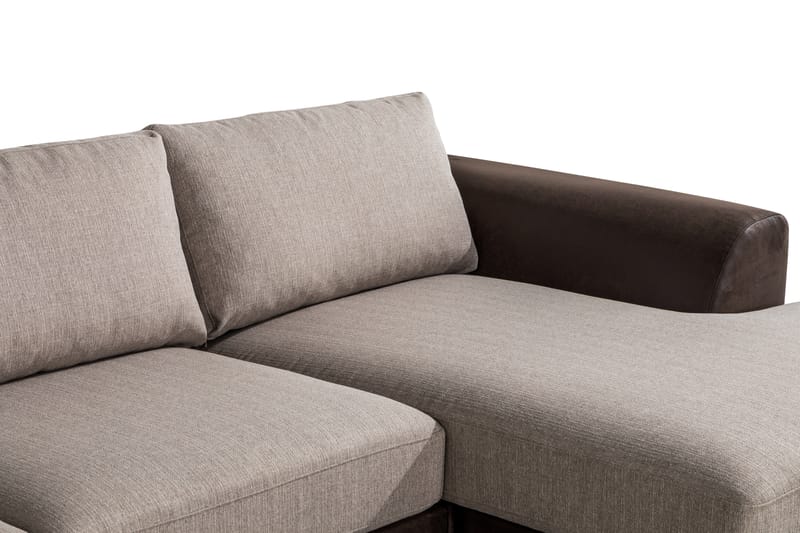 Cuba 5-seters Venstrevendt U-formet Large Sofa med Divan og Sjeselong i Kunstlær/Stoff - Brun / Beige - Møbler - Sofaer - U-sofa