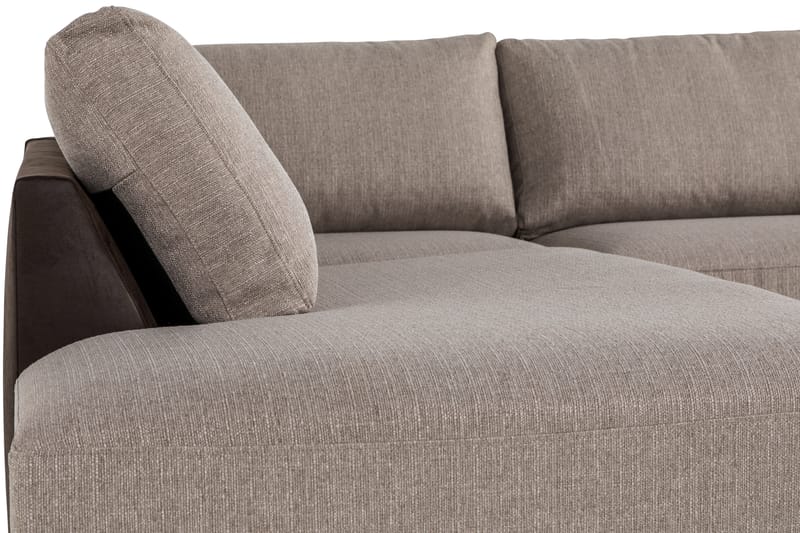 Cuba 5-seters Venstrevendt U-formet Large Sofa med Divan og Sjeselong i Kunstlær/Stoff - Brun / Beige - Møbler - Sofaer - U-sofa