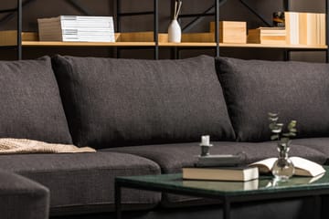 Cuba 5-seters Venstrevendt U-formet Large Sofa med Divan og Sjeselong i Kunstlær/Stoff - Svart / Grå - Møbler - Sofaer - U-sofa